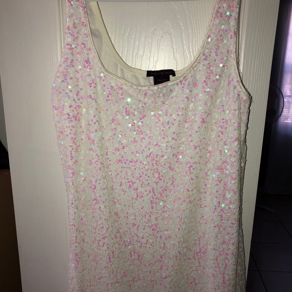 Super Cute White Sparkly Tank Top